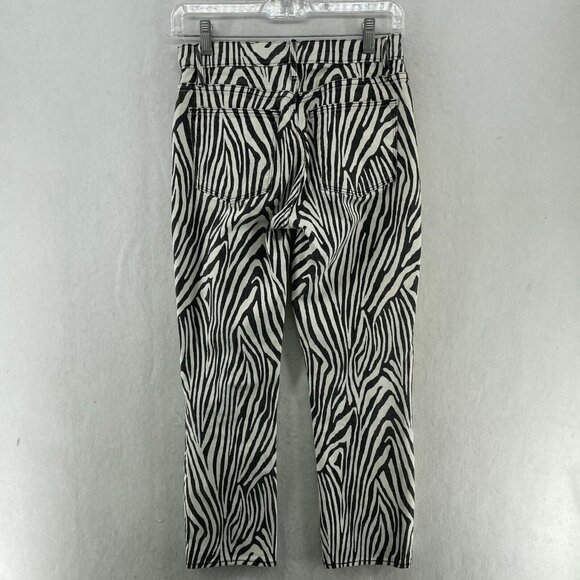Frame Ankle Jeans Women's Sz 25 Black Le High Straight Zebra Print Denim - Picture 2 of 13